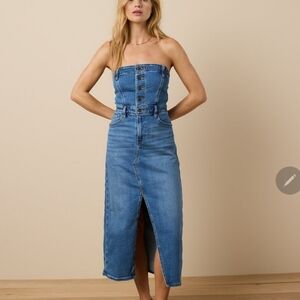 🛑SOLD- American Eagle AE denim tube top strapless midi dress size 4